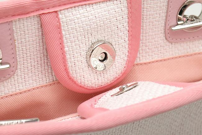  CHANEL シャネル ドーヴィル チェーンショルダー トートバッグ ショルダーバッグ ラフィア レザー ローズクレール ピンク A66939
