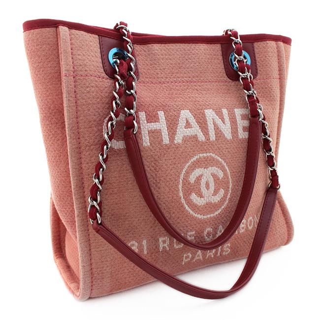 CHANEL シャネル トートバッグ ドーヴィルPM ショルダーバッグ レディース ピンク レッド キャンバス レザー A66939