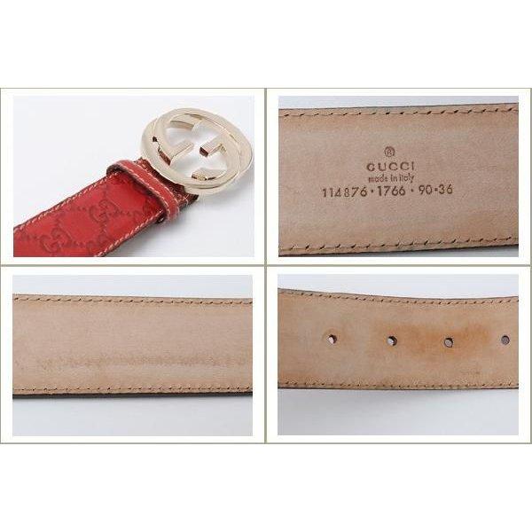 GUCCIグッチ アパレル　ユニセックスベルト インターロッキングGバックル　グッチシマ　ダークレッド　114876 AA61G 214351