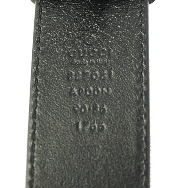 グッチベルトメンズ  GUCCI カットアウトGバックル ブラック レザー 36インチ 387031