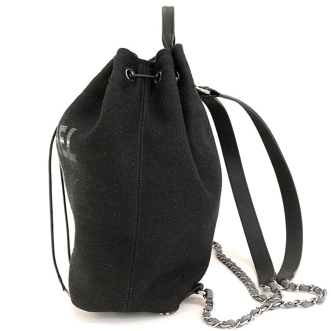 シャネル CHANEL ドーヴィル リュックサック バックパック ツイード キャンバス ブラック A57513