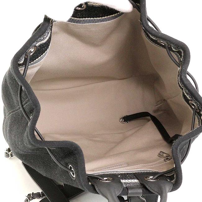 シャネル CHANEL ドーヴィル リュックサック バックパック ツイード キャンバス ブラック A57513