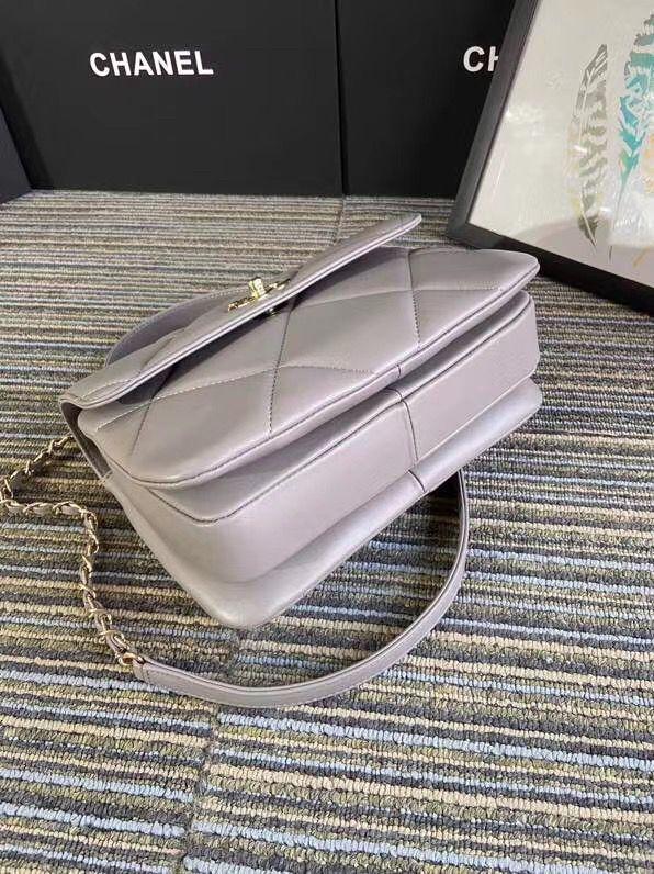 CHANEL スモール トップハンドル フラップ バッグ グレー A92236 B01289 N4854