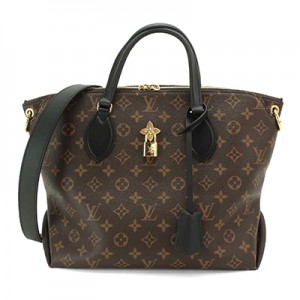 ルイ ヴィトン LOUIS VUITTON モノグラム フラワー ジップド トート MM 2way トート ショルダー バッグ ノワール M44347