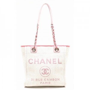  CHANEL シャネル ドーヴィル チェーンショルダー トートバッグ ショルダーバッグ ラフィア レザー ローズクレール ピンク A66939
