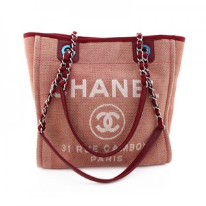 CHANEL シャネル トートバッグ ドーヴィルPM ショルダーバッグ レディース ピンク レッド キャンバス レザー A66939