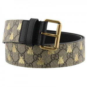 グッチ GUCCI GGスプリームキャンバス ビー（ハチ）レザー バックル ベルト ベージュ×エボニー×ブラック 499661 9F26T 8319