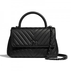 シャネル CHANEL バッグ トップハンドル フラップバッグ ブラック カーフ A92991 B02702 94305