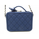 CHANEL (シャネル) ショルダーバッグ美品 スモールバニティケース A93343 ネイビー 2way/チェーンショルダー/シルバー金具 キャビアスキン