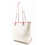  CHANEL シャネル ドーヴィル チェーンショルダー トートバッグ ショルダーバッグ ラフィア レザー ローズクレール ピンク A66939