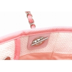  CHANEL シャネル ドーヴィル チェーンショルダー トートバッグ ショルダーバッグ ラフィア レザー ローズクレール ピンク A66939
