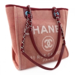 CHANEL シャネル トートバッグ ドーヴィルPM ショルダーバッグ レディース ピンク レッド キャンバス レザー A66939