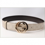 グッチベルト GUCCI ユニセックス GGバックル GGアイボリー ゴールド金具 114876