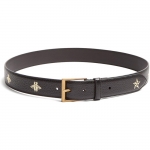 グッチメンズ ベルト Star and bee-print leather belt Black  589696
