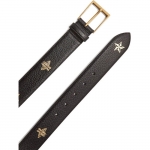 グッチメンズ ベルト Star and bee-print leather belt Black  589696