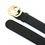 グッチ GUCCI  レザー ベルト インターロッキングG バックル スタッズ開閉式 ブラック＋ゴールド 370543 AP00G 1000