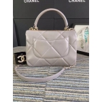 CHANEL スモール トップハンドル フラップ バッグ グレー A92236 B01289 N4854
