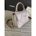 CHANEL スモール トップハンドル フラップ バッグ グレー A92236 B01289 N4854
