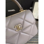 CHANEL スモール トップハンドル フラップ バッグ グレー A92236 B01289 N4854