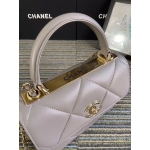 CHANEL スモール トップハンドル フラップ バッグ グレー A92236 B01289 N4854