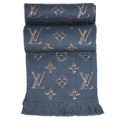 ルイヴィトン　マフラー　LOUIS VUITTON　ヴィトン　エシャルプ・ロゴマニア　シャイン　ウール/シルク　グリ　M70467