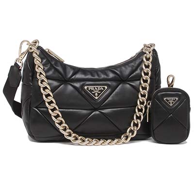 プラダバッグ ショルダーバッグ ハンドバッグ パッチワーク ミニバッグ ブラック レディース PRADA 1BC157 2DMO F0002