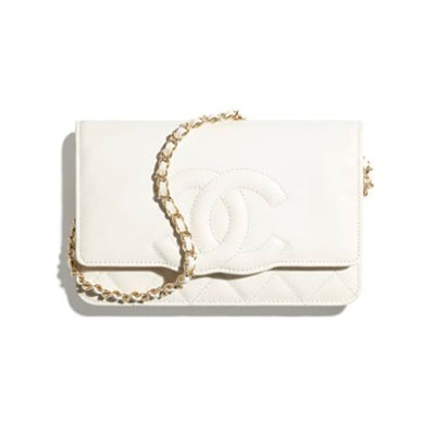 シャネル CHANEL チェーンウォレット ゴートスキン ホワイト AP2020 B05132 10601