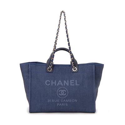 シャネル CHANEL トートバッグ A66941-Y84117-5B749 チェーンショルダー キャンバストート ネイビー