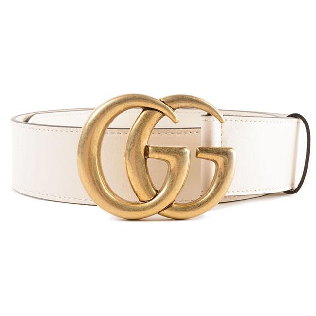 グッチ GUCCI GG GGバックル付き レザーベルト ホワイトレザー 白 400593 AP00T 9022