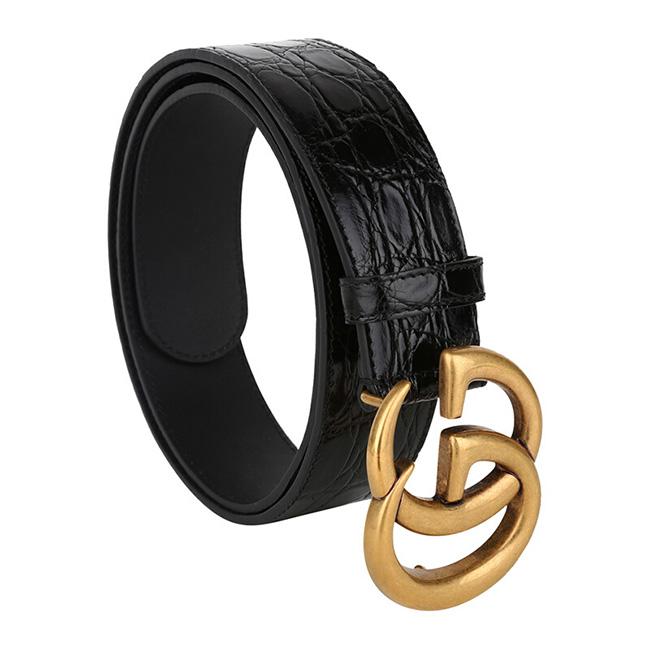 グッチ GUCCII ダブルGバックル付き クロコダイル ベルト 400593 E7I0T 1000
