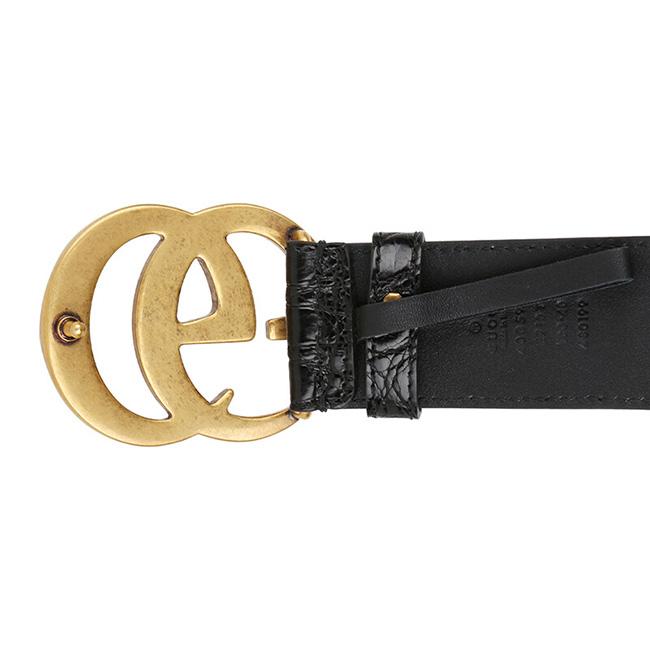 グッチ GUCCII ダブルGバックル付き クロコダイル ベルト 400593 E7I0T 1000
