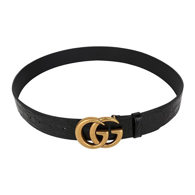 グッチ GUCCII ダブルGバックル付き クロコダイル ベルト 400593 E7I0T 1000