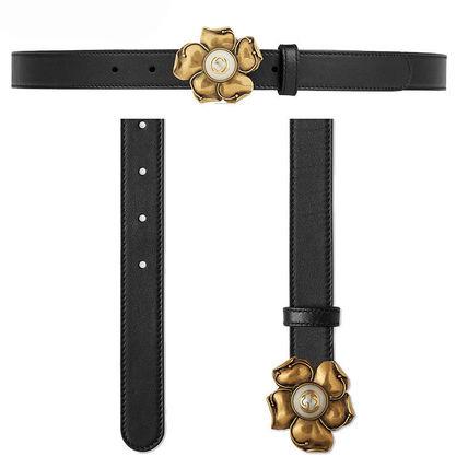 GUCCI グッチ メタルフラワー レザーベルト 431438 AP00T 1000