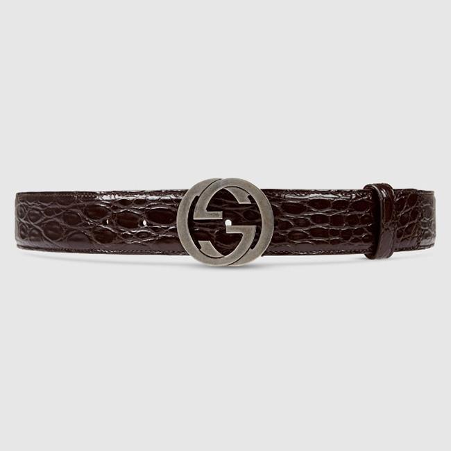 GUCCI グッチ インターロッキングGバックル クロコダイルベルト 368186 E7I0N 2140