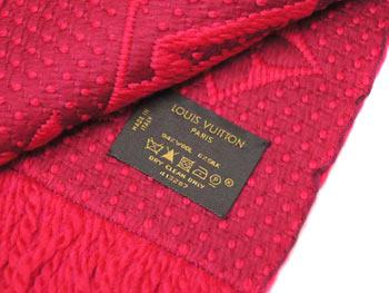 ルイヴィトンマフラー　LOUIS VUITTON　ヴィトン　LV　エシャルプ・ロゴマニア　ウール/シルク　フューシャ　M74743