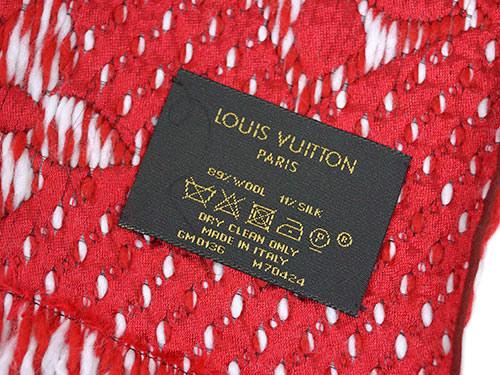 ルイヴィトン マフラー　LOUIS VUITTON　ヴィトン　エシャルプ・ロゴマニア　ミックス　ウール/シルク　コクリコ　M70424