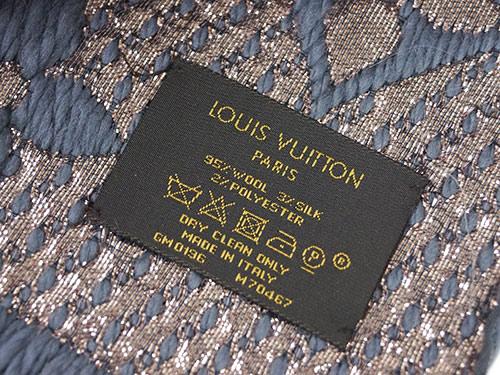 ルイヴィトン　マフラー　LOUIS VUITTON　ヴィトン　エシャルプ・ロゴマニア　シャイン　ウール/シルク　グリ　M70467