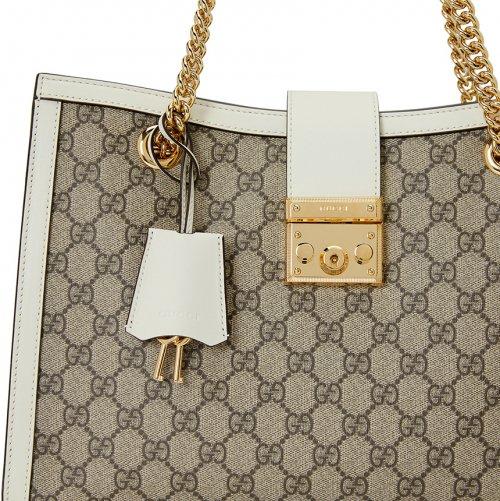 グッチ GUCCI パドロック GGスプリーム チェーントートバッグ PVC レザー ベージュ オフホワイト 479197 KHNKG 9761