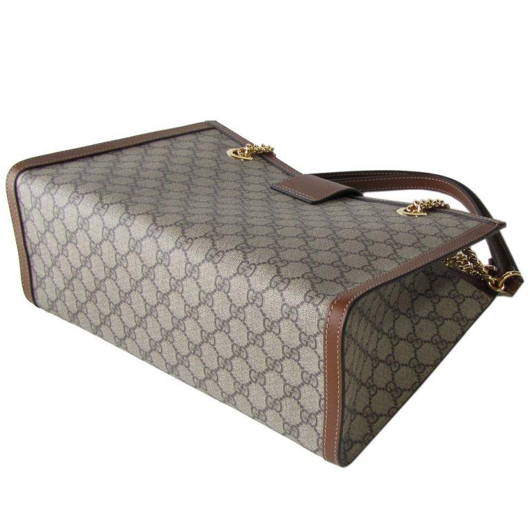 グッチ GUCCI パドロック GGスプリーム チェーントートバッグ PVC レザー ベージュ ブラウン 479197 KHNKG 8534