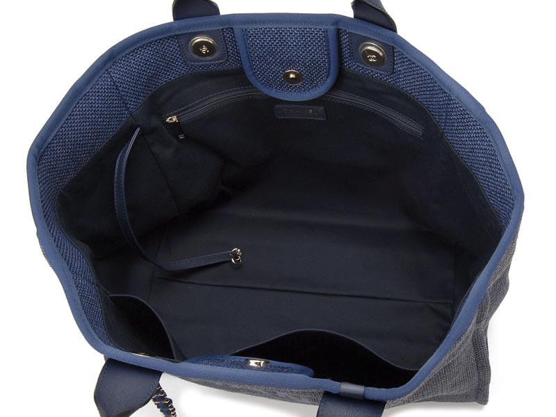 シャネル CHANEL トートバッグ A66941-Y84117-5B749 チェーンショルダー キャンバストート ネイビー