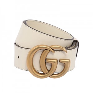 グッチ GUCCI GG GGバックル付き レザーベルト ホワイトレザー 白 400593 AP00T 9022