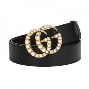 グッチ GUCCI パール ダブルG バックル レザー ベルト 453260 DLX1T 9094