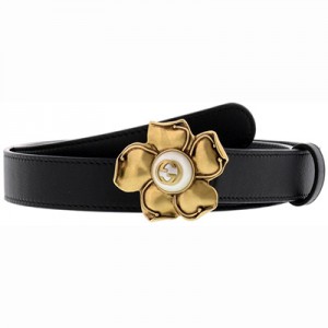 GUCCI グッチ メタルフラワー レザーベルト 431438 AP00T 1000