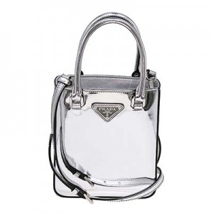 プラダ PRADA 2WAYバッグ スモール ブラッシュドレザー トート パテントレザー シルバー金具 1BA331