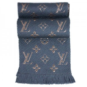 ルイヴィトン　マフラー　LOUIS VUITTON　ヴィトン　エシャルプ・ロゴマニア　シャイン　ウール/シルク　グリ　M70467