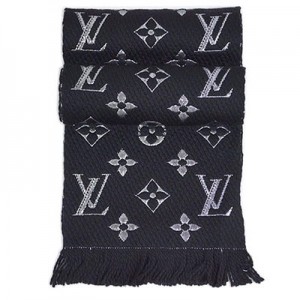 ルイヴィトン　マフラー　LOUIS VUITTON　ヴィトン　エシャルプ・ロゴマニア　シャイン　ウール/シルク　ノワール　M75833