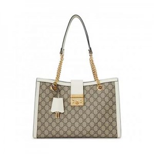 グッチ GUCCI パドロック GGスプリーム チェーントートバッグ PVC レザー ベージュ オフホワイト 479197 KHNKG 9761
