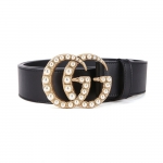 グッチ GUCCI パール ダブルG バックル レザー ベルト 453260 DLX1T 9094
