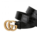 グッチ GUCCII ダブルGバックル付き クロコダイル ベルト 400593 E7I0T 1000