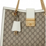グッチ GUCCI パドロック GGスプリーム チェーントートバッグ PVC レザー ベージュ オフホワイト 479197 KHNKG 9761